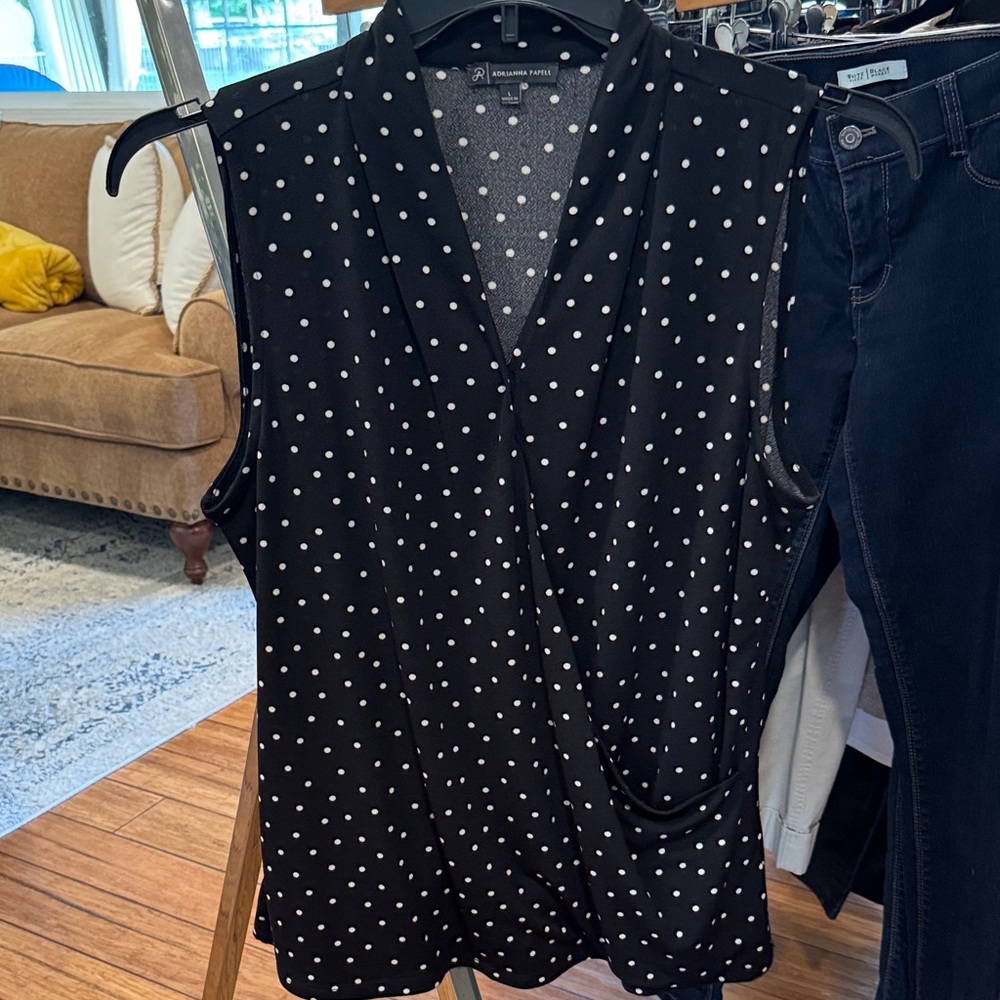 Adrianna Papell Black and White Polka Dot Blouse